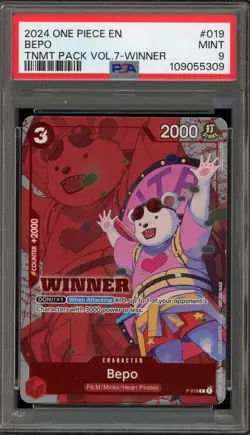One Piece CCG Bepo Tournament Pk. Vol. 7 Winner Promo P-019 PSA 9 Mint - Image 1