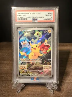 PSA 10 - Pikachu Promo 001/SV-P Scarlet Violet Preorder Japanese Pokemon Card - Image 1