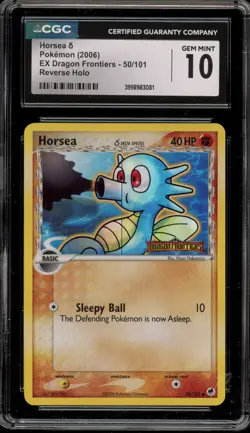 Pokemon Horsea EX Dragon Frontiers Reverse Holo #50 CGC 10 Gem Mint - Image 1