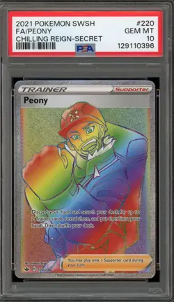 Pokemon Peony Chilling Reign Secret Rare Full Art #220 PSA 10 Gem Mint - Image 1