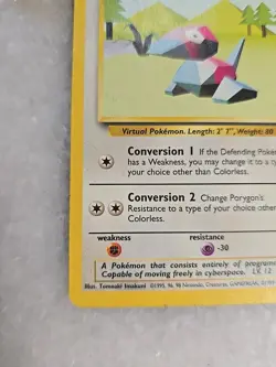 PORYGON 39/102 POKEMON CARD 1999 BASE BASIC SET UNCOMMON TCG Pack Fresh - Image 5