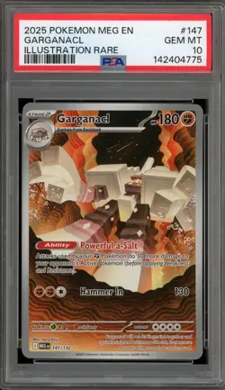 Pokemon Garganacl Mega Evolution Illustration Rare #147 PSA 10 Gem Mint - Image 1