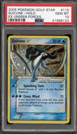 Pokemon Suicune Gold Star EX Unseen Forces Holo Ultra Rare #115 PSA 10 Gem Mint - Image 1