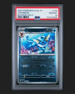 Pokemon Vaporeon 151 sv2a Japanese Master Ball Reverse Holo #134 PSA 10 Gem Mint - Image 1