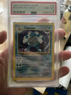 Poliwrath Pokemon Base Set Unlimited Holo #13 PSA 8 - Image 1