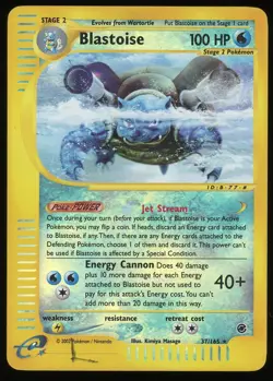 Pokemon TCG Blastoise Reverse Holo Rare 37/165 2002 Expedition HP WOTC E Reader - Image 1