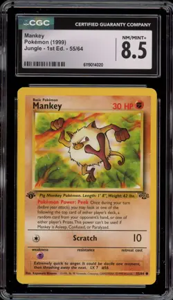 Pokemon Mankey Jungle 1st Edition #55 CGC 8.5 - Image 1