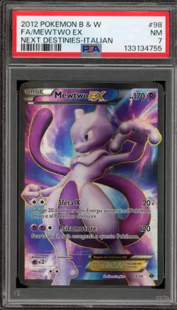 Pokemon Mewtwo Next Destinies ITALIAN Full Art #98 PSA 7 - Image 1
