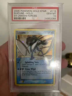 2005 Pokemon GOLD STAR SUICUNE - HOLO EX UNSEEN FORCES Psa 10 - Image 1