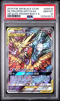 2019 POKEMON SM BLACK STAR PROMO FULL ART/MOLTRES & ZAPDOS & ARTICUNO GX PSA 10 - Image 1