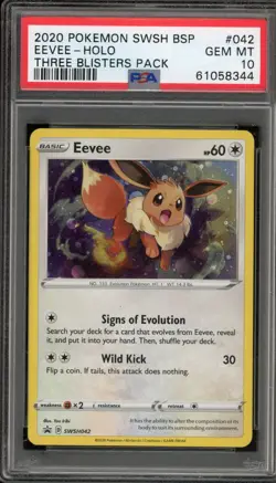 Pokemon Eevee 3 Pk. Blister Black Star Holo Promo SWSH042 PSA 10 Gem Mint - Image 1
