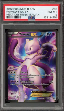 Pokemon Mewtwo Next Destinies ITALIAN Full Art #98 PSA 8 - Image 1