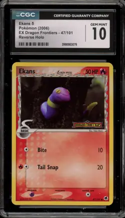 Pokemon Ekans EX Dragon Frontiers Reverse Holo #47 CGC 10 Gem Mint - Image 1