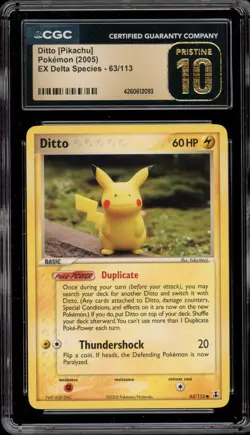 Pokemon Ditto [Pikachu] EX Delta Species #63 CGC 10 Pristine - Image 1