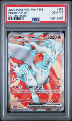 2025 POKEMON WHT EN-WHITE FLARE 158 RESHIRAM EX ULTRA RARE - Image 1