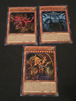 Yugioh Egyptian God Card Set LDK2 Slifer Obelisk Winged Dragon of Ra Near Mint - Image 1