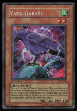 Yata-Garasu LOD-000 LOD Secret Rare FOIL BLEED ERROR 1st Edition Yu-Gi-Oh - Image 1