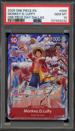One Piece CCG Monkey.D.Luffy One Piece Day Dallas ST10-006 PSA 10 Gem Mint - Image 1