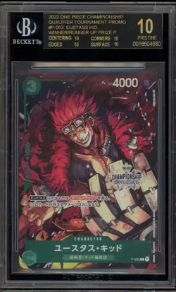 One Piece CCG Eustass Kid Winner/2nd Champs. Prize JPN P-003 BGS 10 BLACK LABEL - Image 1