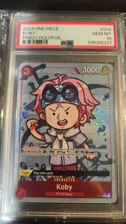 Bandai One Piece CCG Koby P-014 Full Art Foil Promo Premium Booster PSA 10 - Image 1