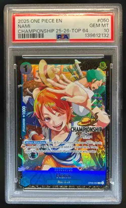 2025 One Piece Championship Top 64 Promo Nami #OP09-050 PSA 10 GEM MINT - Image 1