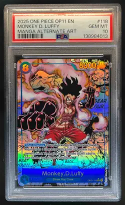 2025 One Piece Monkey.D.Luffy Manga Alternate Art #OP11-118 PSA 10 - Image 1