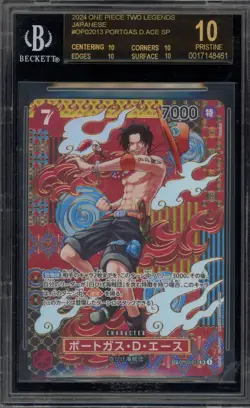 One Piece CCG Portgas.D.Ace Two Legends SP Japanese OP02-013 BGS 10 BLACK LABEL - Image 1