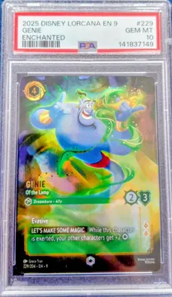 Disney Lorcana Genie of The Lamp EN 9 (Enchanted) PSA 10 - Image 1