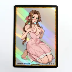 AERITH GAINSBOROUGH Waifu Anime Card LIMITED 1/1 Custom TCG Holo T13888 - Image 1