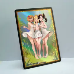 LILLIE MARNIE SERENA Waifu Anime Card LIMITED 1/1 Custom TCG Holo T13886 - Image 2