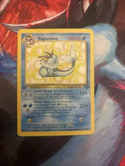 Vaporeon Jungle Regular First Edition 28/64 Pokemon Card FREE SHIPPING - Image 1