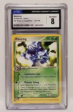 Weezing 24/109 Pokemon 2003 EX Ruby & Sapphire Card Graded CGC 8 Near Mint Slab - Image 1