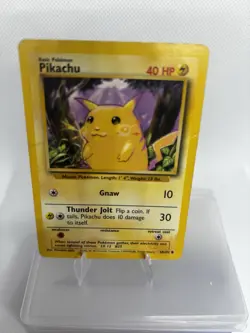 Pokemon TCG Base Set Pikachu Card 58/102 Unlimited Regular Common LP - Image 2