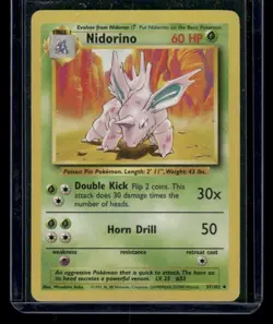Nidorino 37/102 - Common 1999 English Base Set Pokemon Card - Image 1