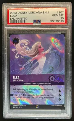 2023 Disney Lorcana Elsa Spirit of Winter Enchanted 207/204 PSA 10 - Image 1