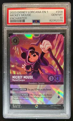 2023 Disney Lorcana Mickey Mouse Wayward Sorcerer Enchanted 208/204 PSA 10 - Image 1