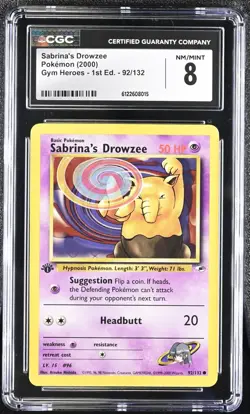 2000 Pokemon Sabrina's Drowzee Gym Heroes 1st edition 92/132 CGC NM/MINT 8 - Image 1