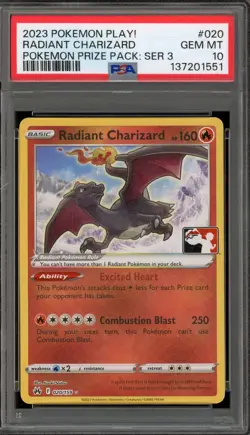 Pokemon Radiant Charizard Pokemon Prize Pk. Series 3 PLAY! Promo #020 PSA 10 - Image 1