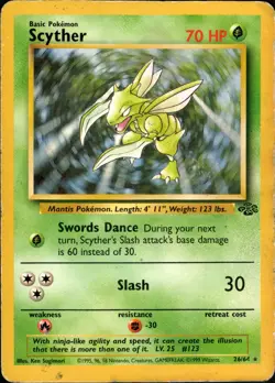 Pokemon TCG - Scyther 26/64 - Vintage Non-Holo Rare - Jungle Base Set! *HP - Image 1