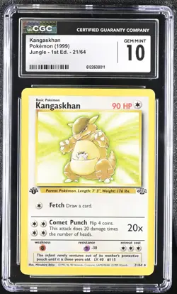 1999 Pokemon Kangaskhan Jungle 1st edition 21/64 CGC GEM MINT 10 [POP 37] - Image 1