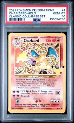 2021 Pokemon Celebrations Charizard-Holo #4 GEM MT PSA 10 Classic Coll-Base Set - Image 1