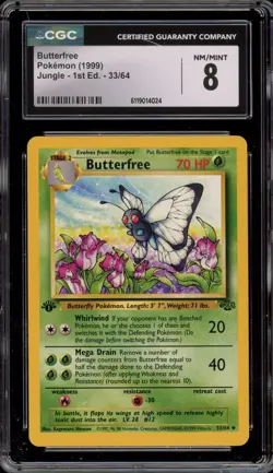 Pokemon Butterfree Jungle 1st Edition #33 CGC 8 - Image 1