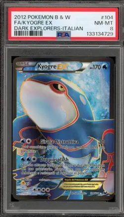 Pokemon Kyogre EX Dark Explorers ITALIAN Full Art #104 PSA 8 - Image 1