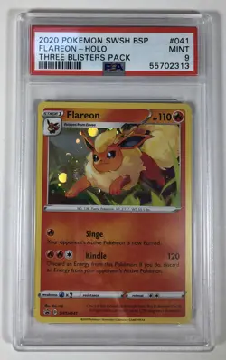 Pokemon PSA 9 MINT Flareon SWSH041 Black Star Promo from 3 Pack Blister - Image 1