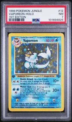 Pokemon Vaporeon Jungle 1st Edition Holo Rare #12 PSA 7 - Image 1
