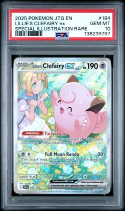 2025 POKEMON JTG EN-JOURNEY TOGETHER #184 LILLIE'S CLEFAIRY EX PSA 10 - Image 1
