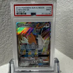 2019 Pokemon Sun & Moon Team Up 106/181 Cobalion GX - PSA 9 Mint - Image 1