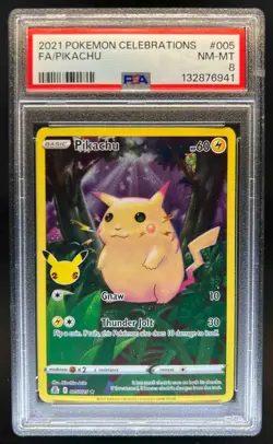 2021 Pokemon SWSH Celebrations Pikachu Holo #005/025 PSA 8 - Image 1