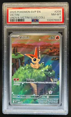 2023-25 Pokemon SV Black Star Promos SVP EN Victini #208 PSA 8 - Image 1