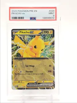 PIKACHU EX 2025 POKEMON PRISMATIC EVOLUTIONS DOUBLE RARE 028/131 PSA 9 Q1518 - Image 1